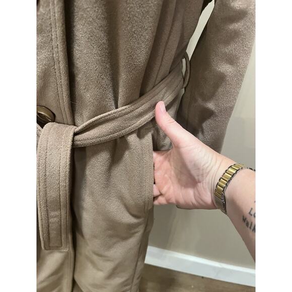 Vtg 70s Juli de Roma Tan Belted Over Coat 10 Kajjmir Man Made Cashmere Classic - Picture 4 of 14